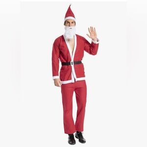Santa Claus Suit Costume, Men size Large-X-Large,Red & White Felt Suit Budget